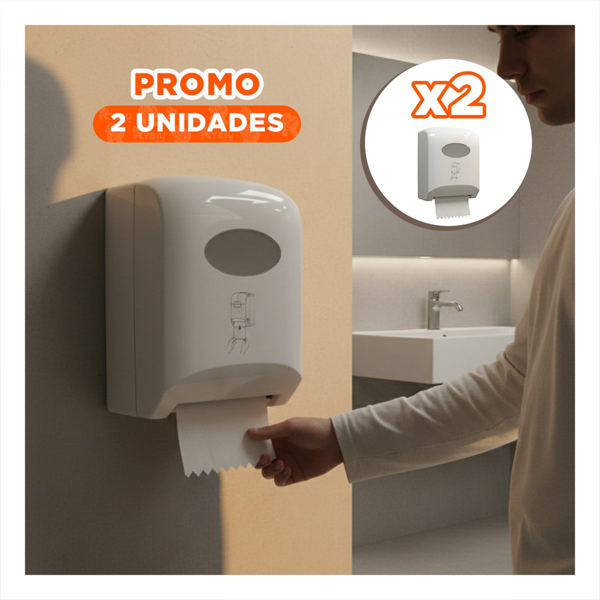 PACK2 PORTA PAPEL TOALLA ROLLO HORIZONTAL BLANCO PARA COCINA Y USO DIARIO Y+PAPEL REGALO - 1