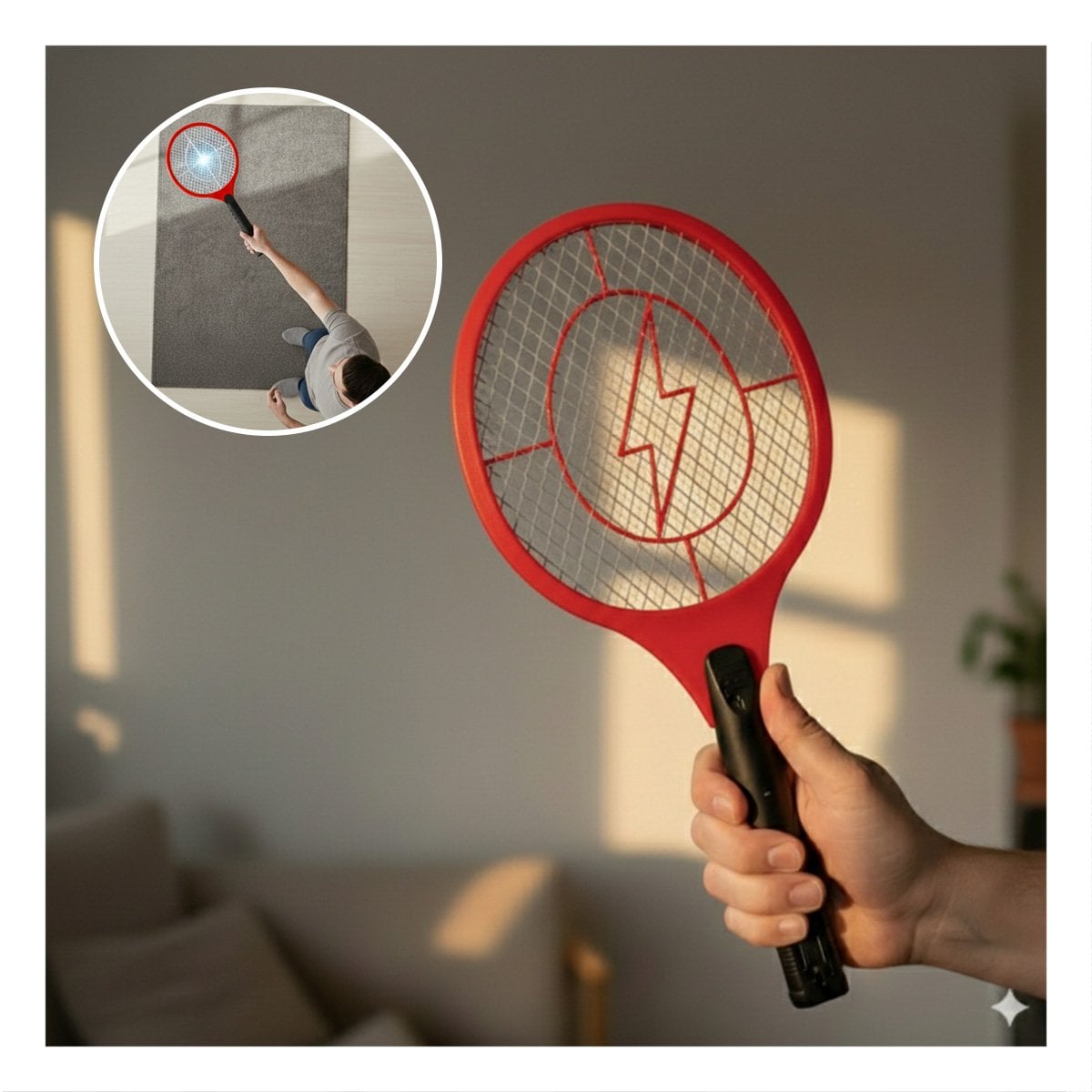 PALETA MOSQUITERA ROJO CON MANGO NEGRO PARA CASA Y ELIMINACION DE MOSQUITOS Y+PAPEL REGALO - 2