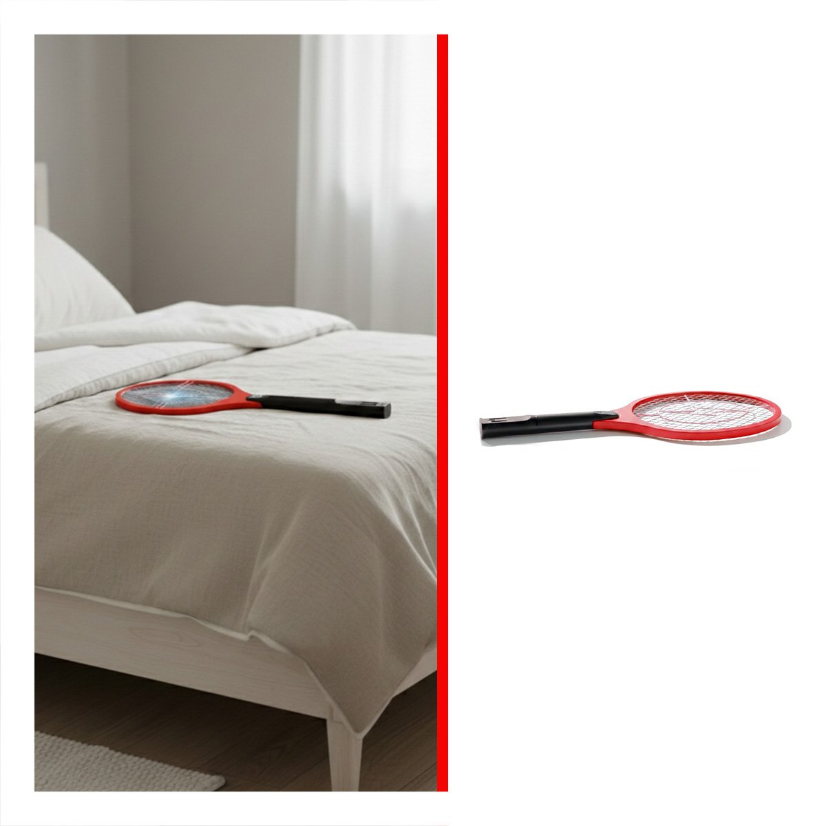 PALETA MOSQUITERA ROJO CON MANGO NEGRO PARA CASA Y ELIMINACION DE MOSQUITOS Y+PAPEL REGALO - 5