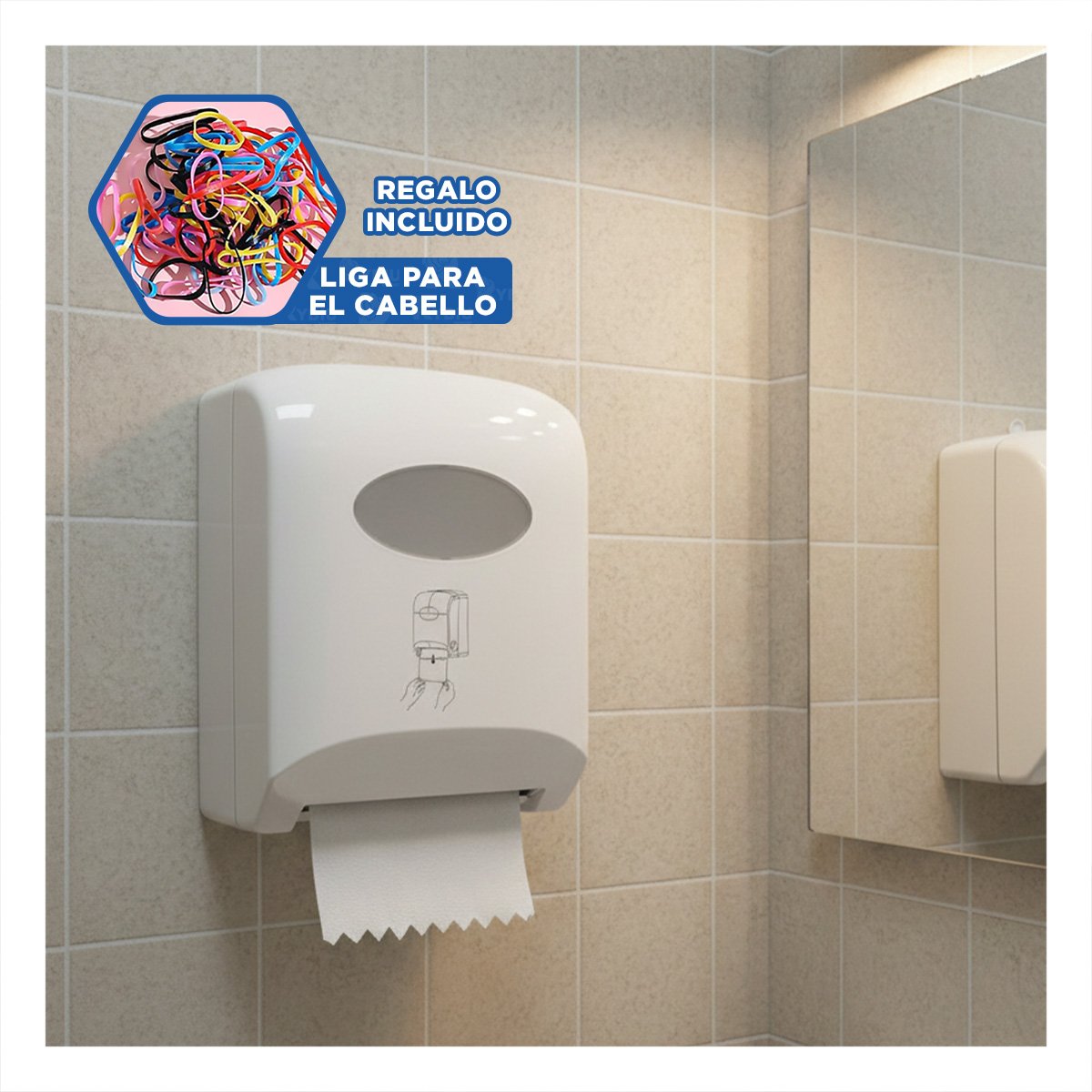 CONTENEDOR DE PAPEL TOALLA EN ROLLO HORIZONTAL BLANCO PARA COCINA Y+LIGAS REGALO - 2
