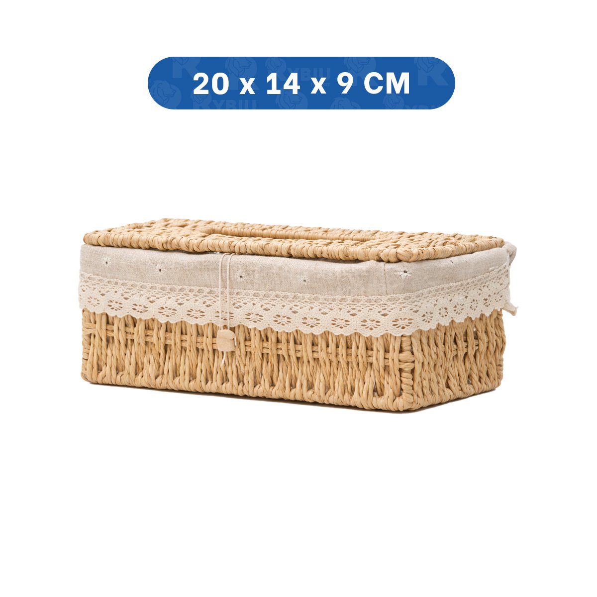 PACK2 ORGANIZADOR SERVILLETAS CANASTA BEIGE CON FORRO TELA 20X14X9CM Y+REGALO STICKER - 4