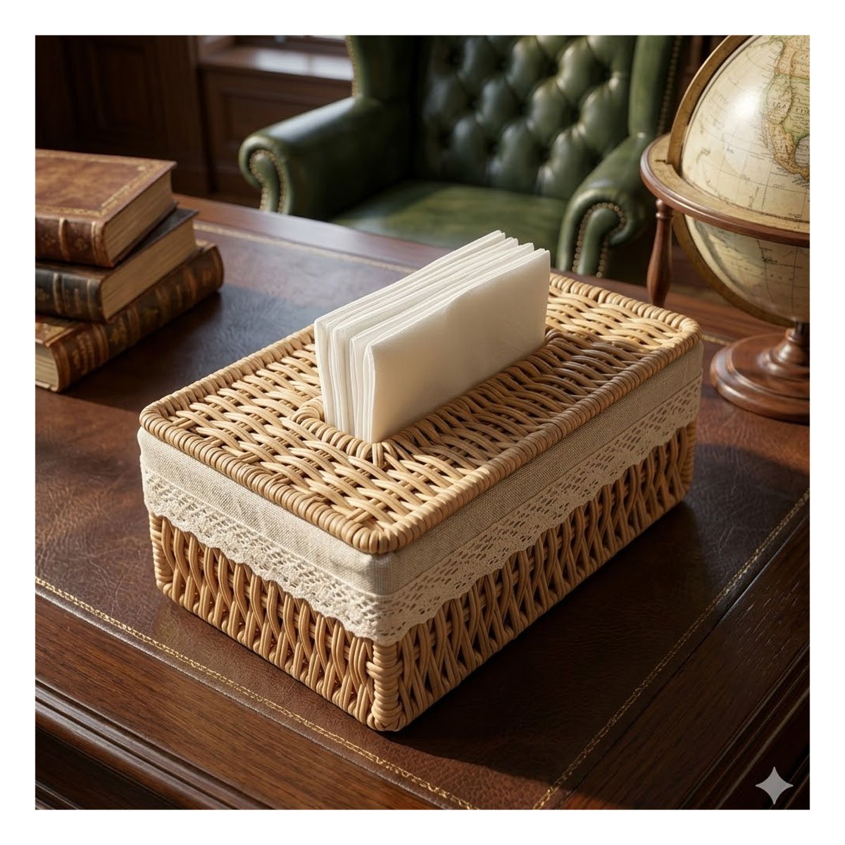PACK2 ORGANIZADOR SERVILLETAS CANASTA BEIGE CON FORRO TELA 20X14X9CM Y+REGALO STICKER - 5