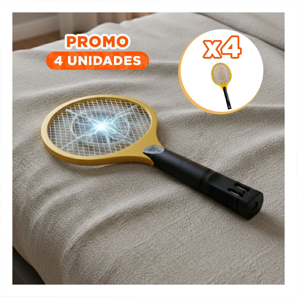 PACK4 DISPOSITIVO MOSQUITERA ANARANJADO CON MANGO NEGRO PARA CASA Y USO DIARIO Y+PAPEL REGALO - 1