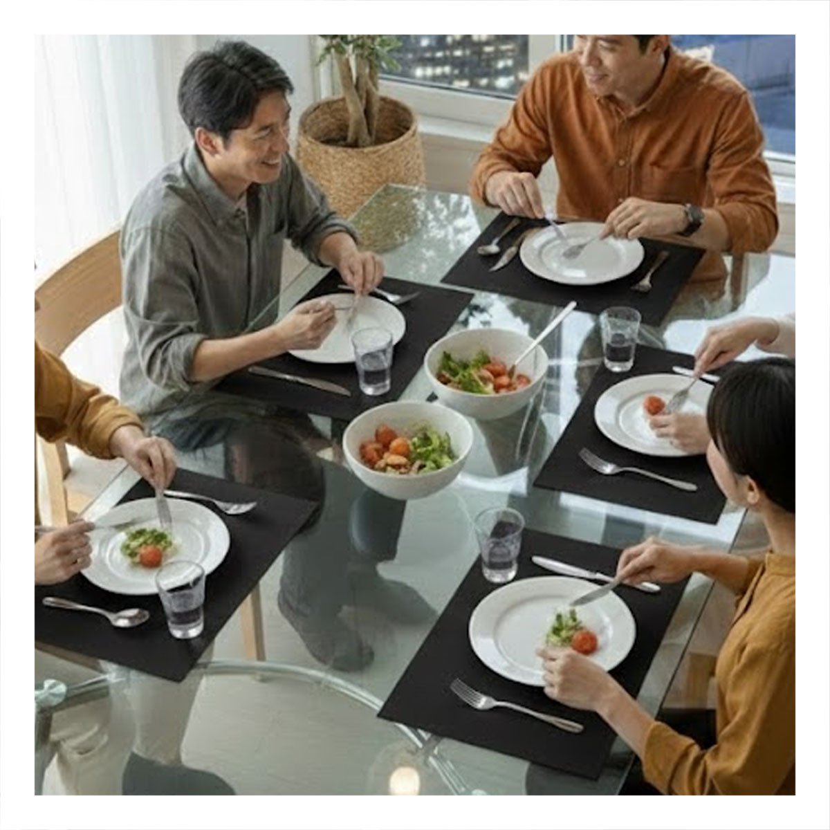 PACK 6 INDIVIDUALES RECTANGULARES LISO NEGRO 30X45CM PARA COMEDOR DIARIO Y+LIGAS REGALO - 3
