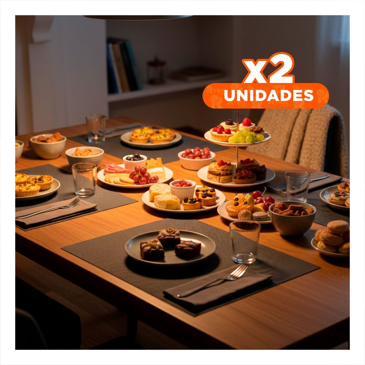 PACK2 SET 6 INDIVIDUAL PLOMO OSCURO RECTANGULAR LISO 30X45CM PARA MESA Y COMEDOR - 1