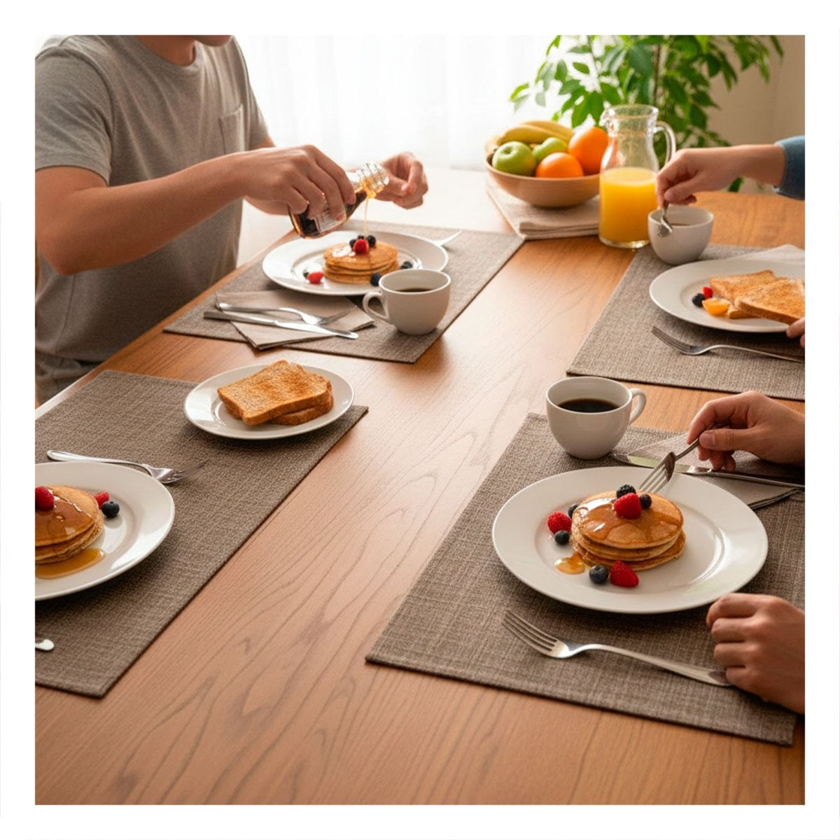 PACK4 COLECCION 6 INDIVIDUAL MARRON RECTANGULAR JASPEADO 30X45CM PARA COCINA Y+PAPEL REGALO - 2