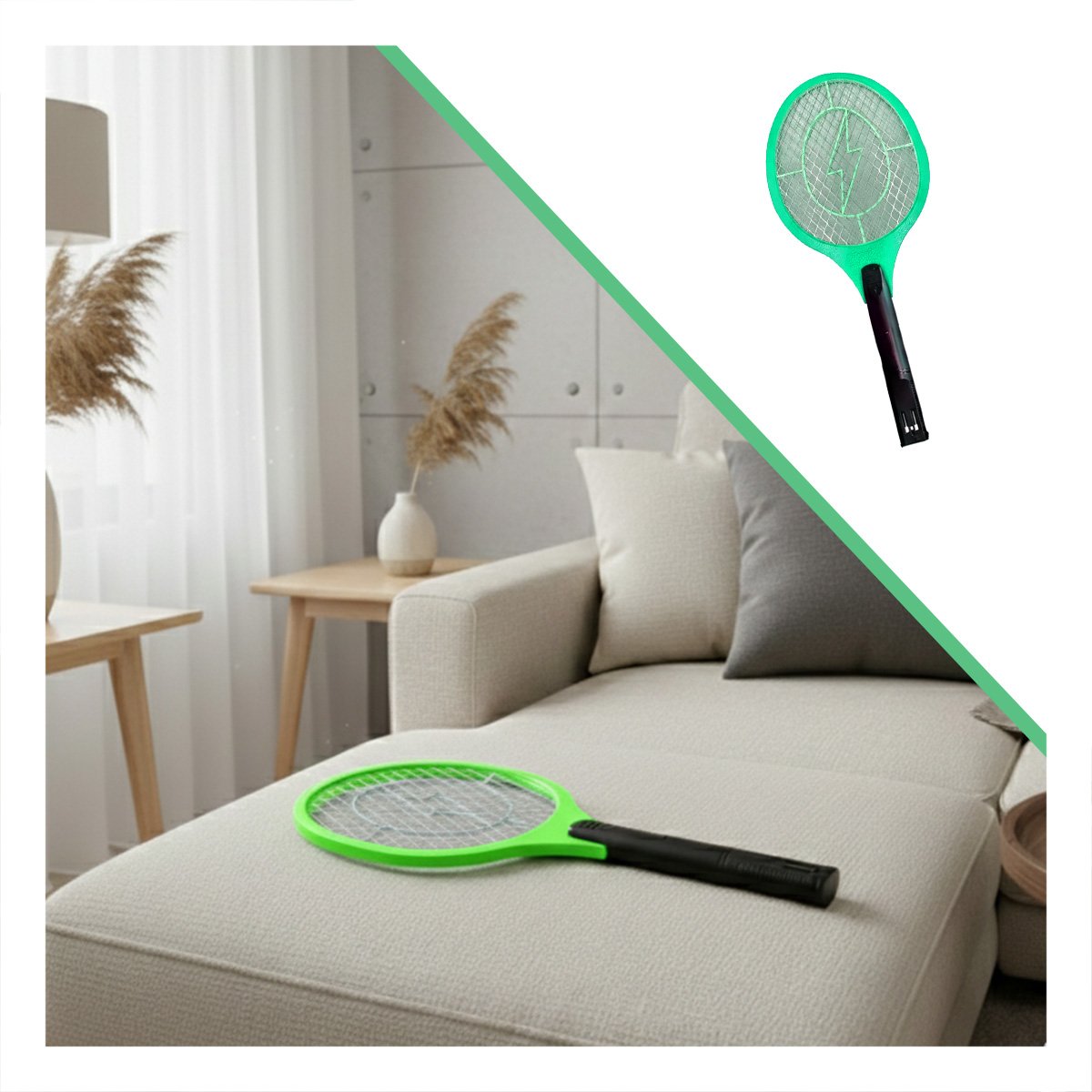 PALETA MOSQUITERA VERDE CON MANGO NEGRO PARA CASA Y ELIMINACION DE MOSQUITOS Y+PAPEL REGALO - 5