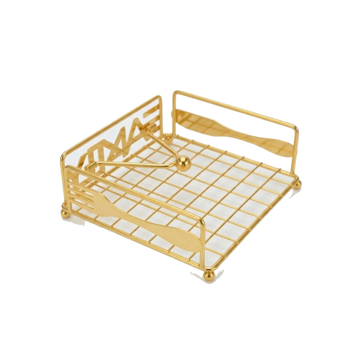 SOPORTE PARA SERVILLETAS CON BRAZO DISPENSADOR DORADO PARA MESA COMEDOR Y+LIGAS REGALO - 5