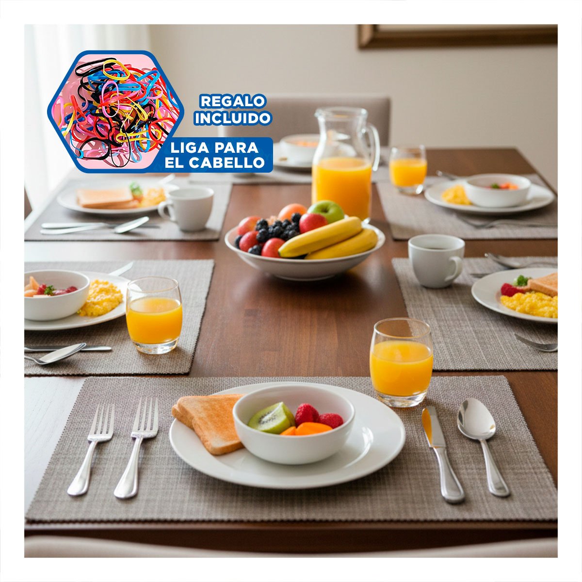 PACK 6 INDIVIDUALES RECTANGULARES JASPEADO MARRON 30X45CM PARA COMEDOR DIARIO Y+LIGAS REGALO - 2