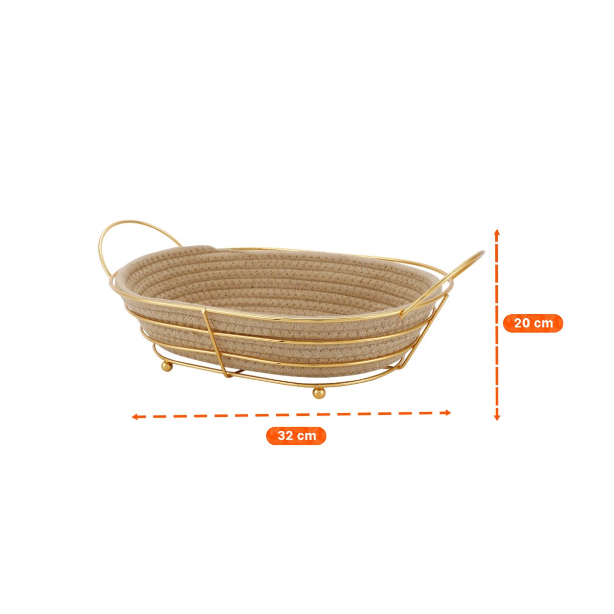 PACK4 BANDEJA OVALADA METAL Y MIMBRE DORADO ORGANIZADOR DE COCINA - 4