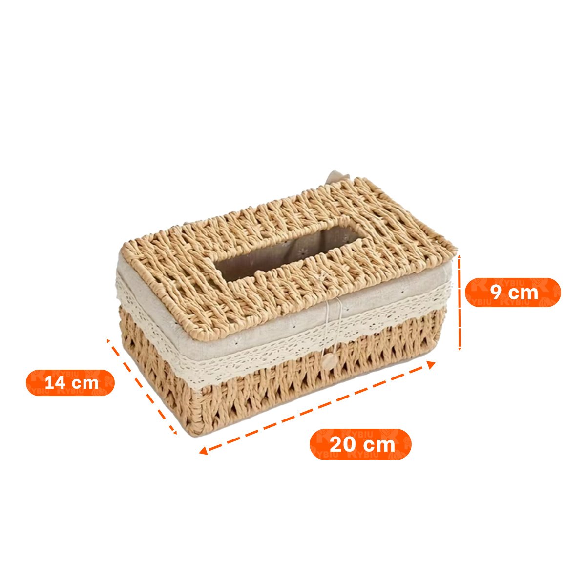 PACK6 ORGANIZADOR SERVILLETAS TEJIDO BEIGE CON FORRO TELA 20X14X9CM Y+PAPEL REGALO - 4