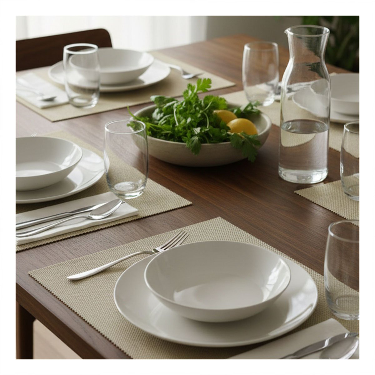 COLECCION 6 INDIVIDUALES RECTANGULARES LISO BEIGE 30X45CM PARA COCINA Y+POST IT - 1