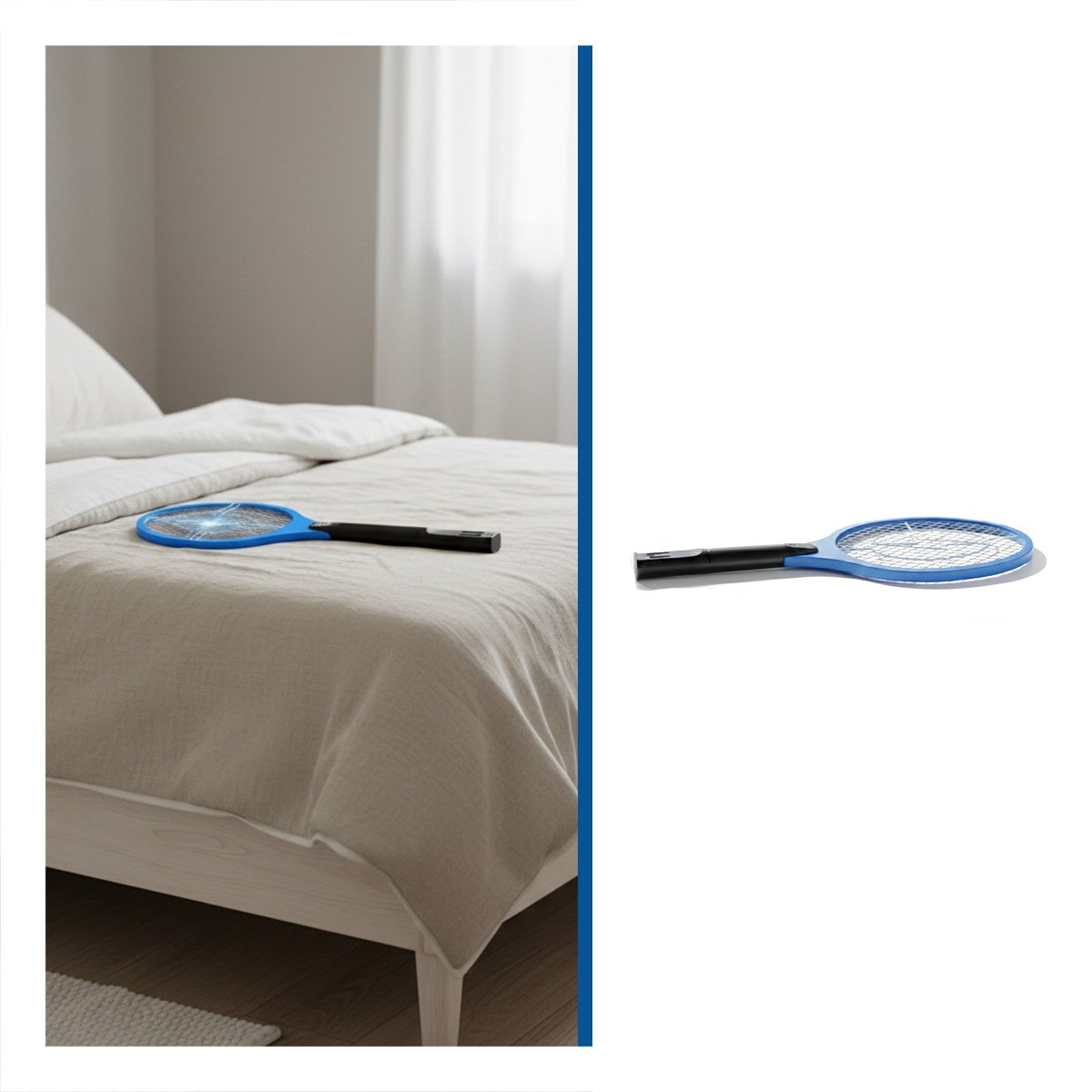 PALETA MOSQUITERA AZUL CON MANGO NEGRO PARA CASA Y ELIMINACION DE INSECTOS Y+PAPEL REGALO - 5