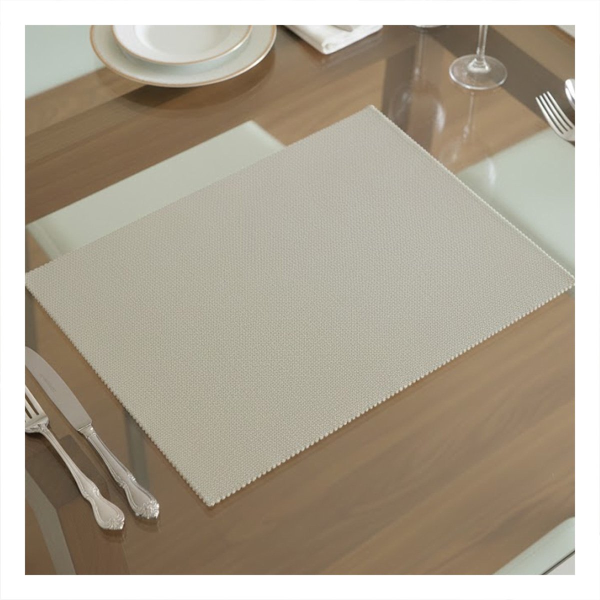 KIT 6 INDIVIDUALES RECTANGULARES LISO BEIGE 30X45CM PARA MESA Y EVENTOS Y+REGALO STICKER - 2