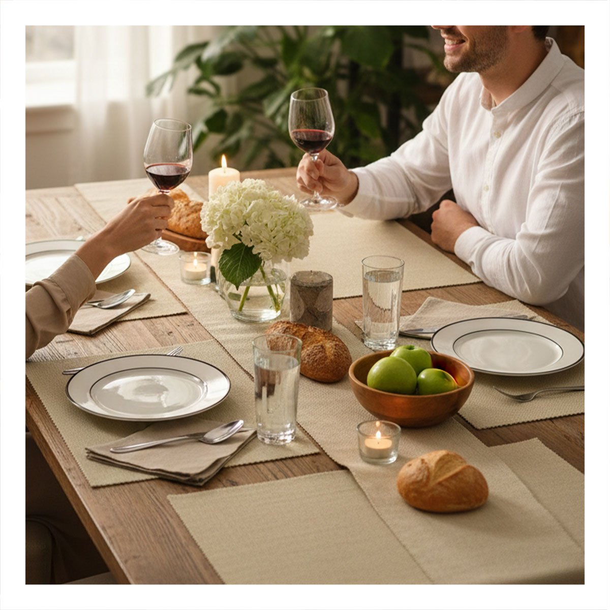 KIT 6 INDIVIDUALES RECTANGULARES LISO BEIGE 30X45CM PARA MESA Y EVENTOS Y+REGALO STICKER - 5