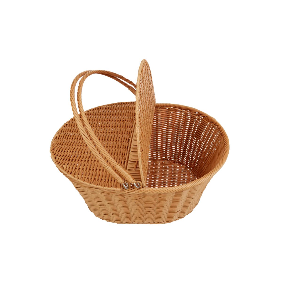 CANASTILLA TEJIDA CON DOBLE ASAS Y TAPAS MOSTAZA 42X26X17CM ALMACEN HOGAR Y+REGALO STICKER - 1