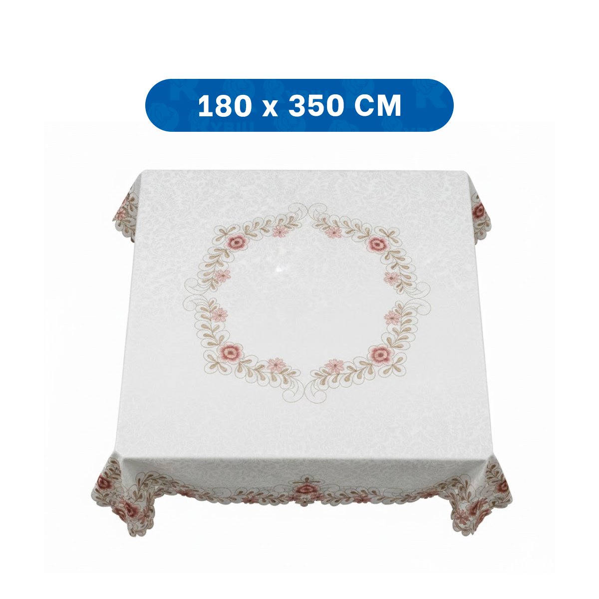 PACK2 TAPETE DE MESA CON FLORES Y HOJAS BORDE BORDADO CREMA 350X180CM Y+REGALO STICKER - 4