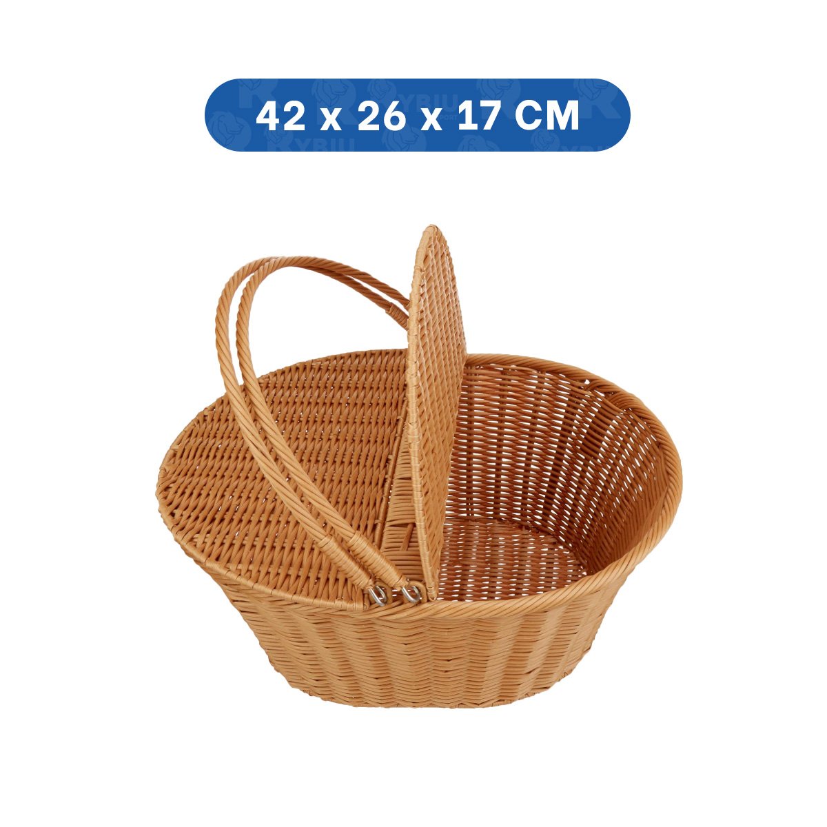 BANDEJA TEJIDA CON DOBLE ASAS Y TAPAS MOSTAZA 42X26X17CM ORGANIZADOR MULTIUSO Y+LIGAS REGALO - 4