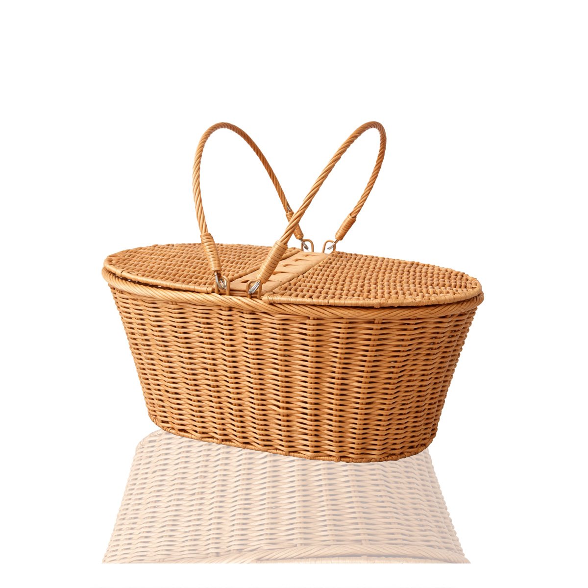 BANDEJA TEJIDA CON DOBLE ASAS Y TAPAS MOSTAZA 42X26X17CM ORGANIZADOR MULTIUSO Y+LIGAS REGALO - 5