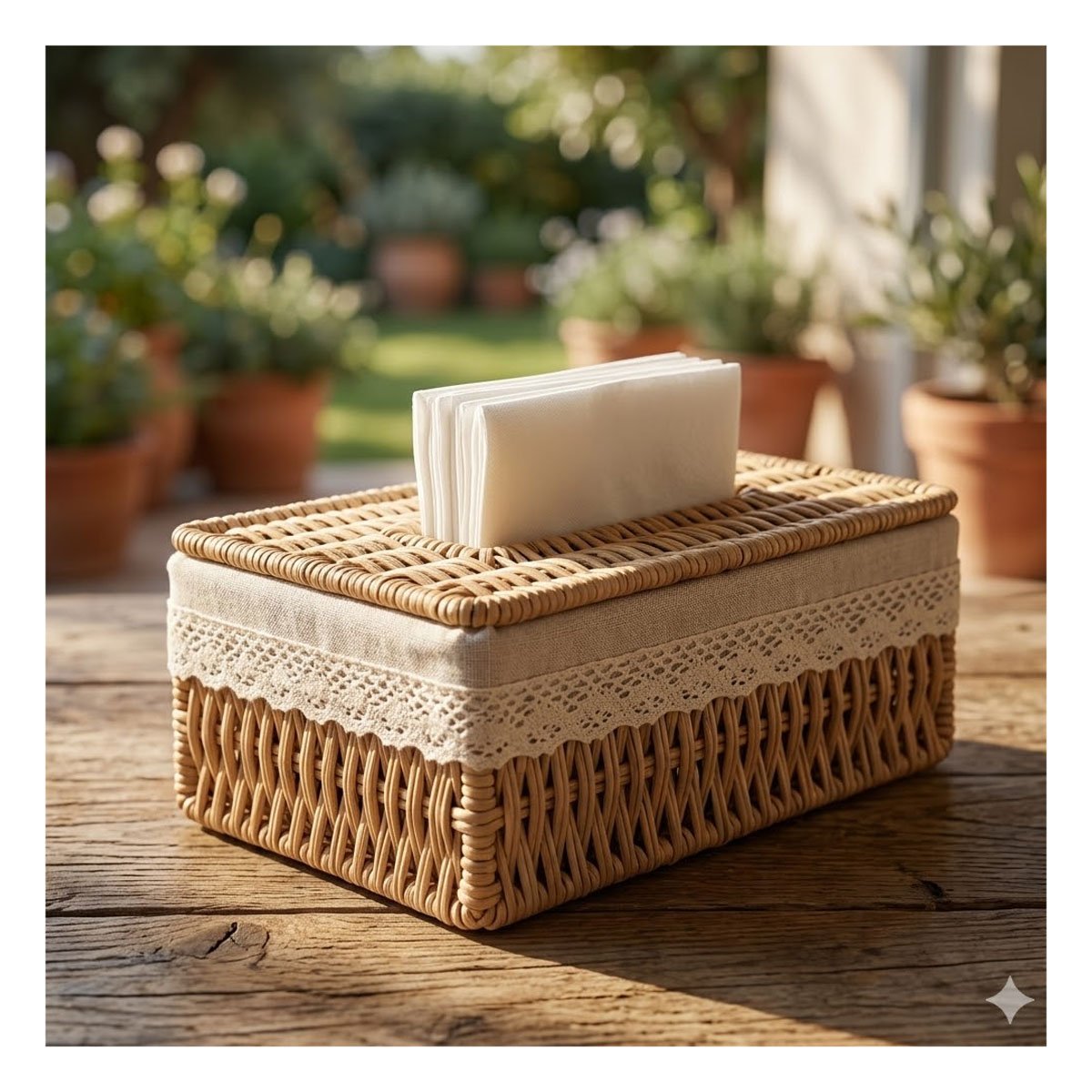 PACK2 DISPENSADOR SERVILLETAS CANASTA BEIGE CON FORRO TELA 20X14X9CM - 3