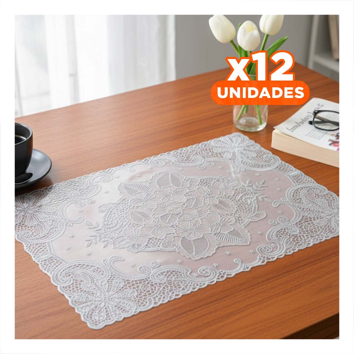 PACK12 TAPETE DECORATIVO PLATEADO CON ENCAJE FLORAL PARA HOGAR MODERNO Y+REGALO STICKER - 1