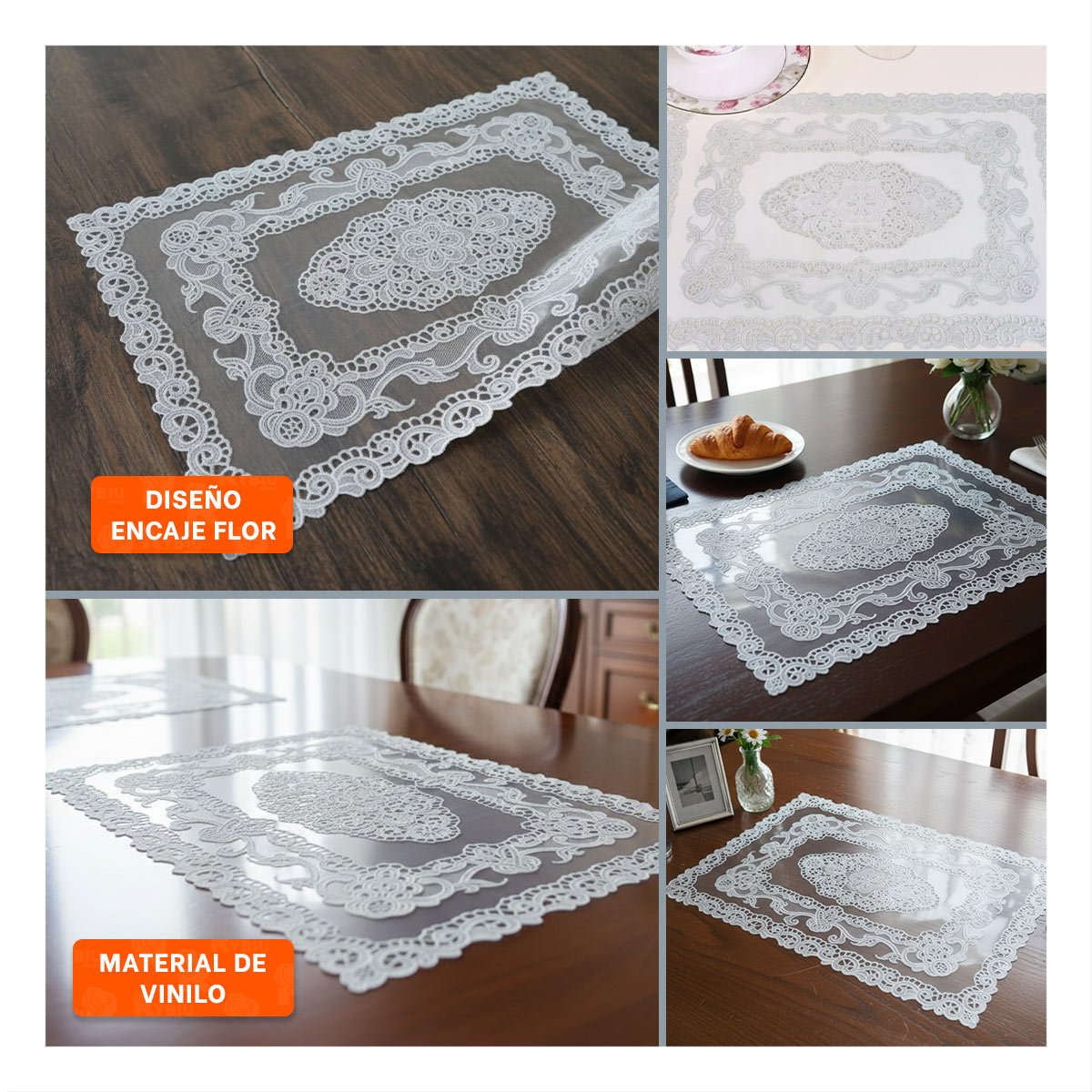 PACK6 PROTECTOR ELEGANTE PLATEADO CON MOTIVO FLORAL PARA DECORACION FESTIVA Y+PAPEL REGALO - 3