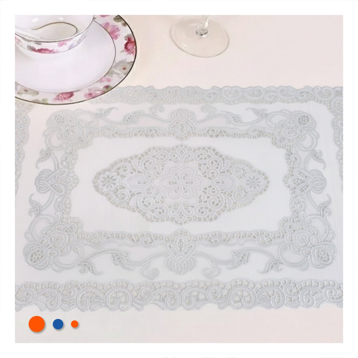 PACK6 PROTECTOR ELEGANTE PLATEADO CON MOTIVO FLORAL PARA DECORACION FESTIVA Y+PAPEL REGALO - 5