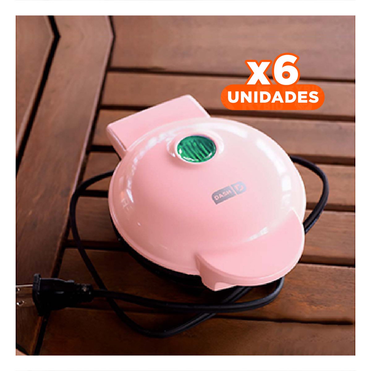 PACK6 COCINA PARA WAFFLES ROSADO CON LUZ LED PARA COCINA Y POSTRES CASEROS Y+PAPEL REGALO - 1
