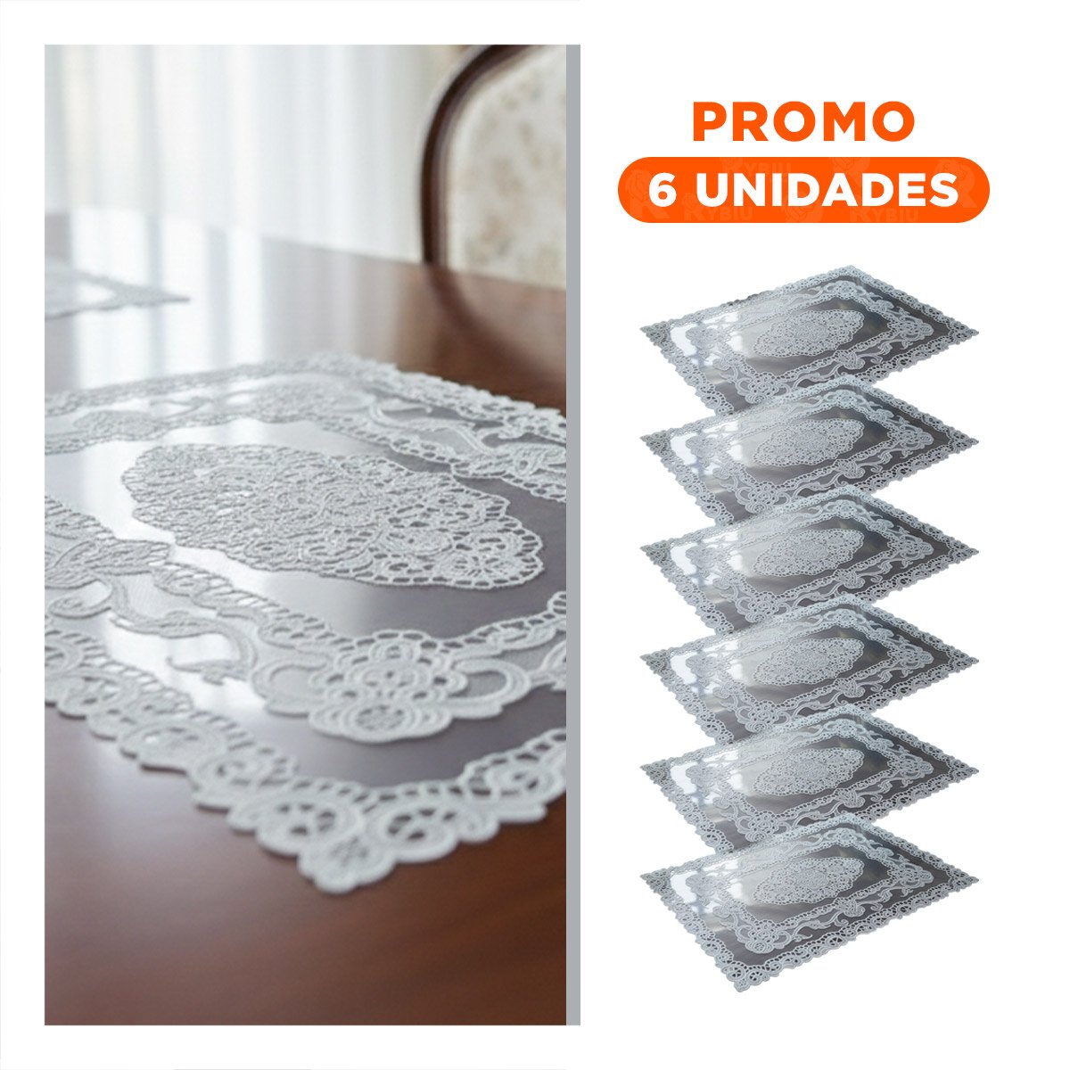 PACK6 PROTECTOR MODERNO PLATEADO CON DETALLE DE FLORES PARA HOGAR MODERNO Y+REGALO STICKER - 1