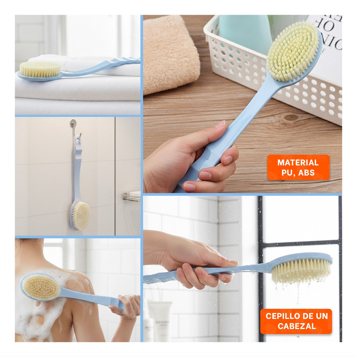 CEPILLO CORPORAL AZUL UN CABEZAL 36CM PARA RELAJACION DIARIA Y+PAPEL REGALO - 3