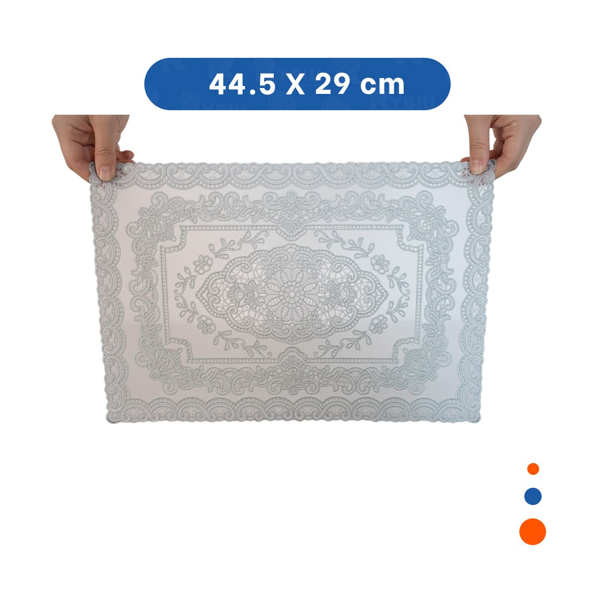 PACK12 PROTECTOR RECTANGULAR PLATEADO CON ENCAJE FLORAL Y RAMAS PARA MESA Y+PAPEL REGALO - 4
