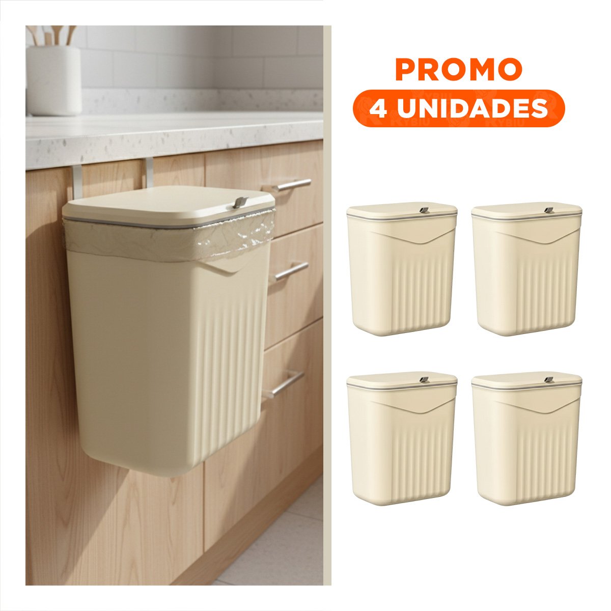 PACK4 CONTENEDOR BEIGE COLGANTE MODERNO Y UTIL PARA HOGAR - 1