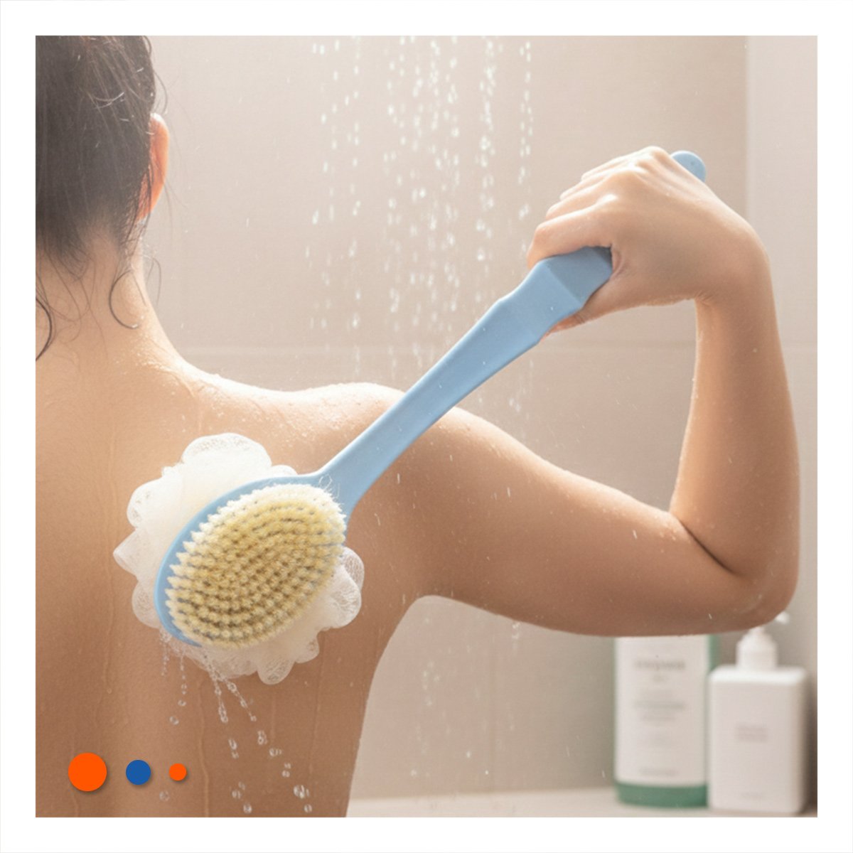 PACK2 ESCOBILLA SPA AZUL 36CM DOBLE CABEZALES PARA RELAJACION Y LIMPIEZA Y+REGALO STICKER - 3