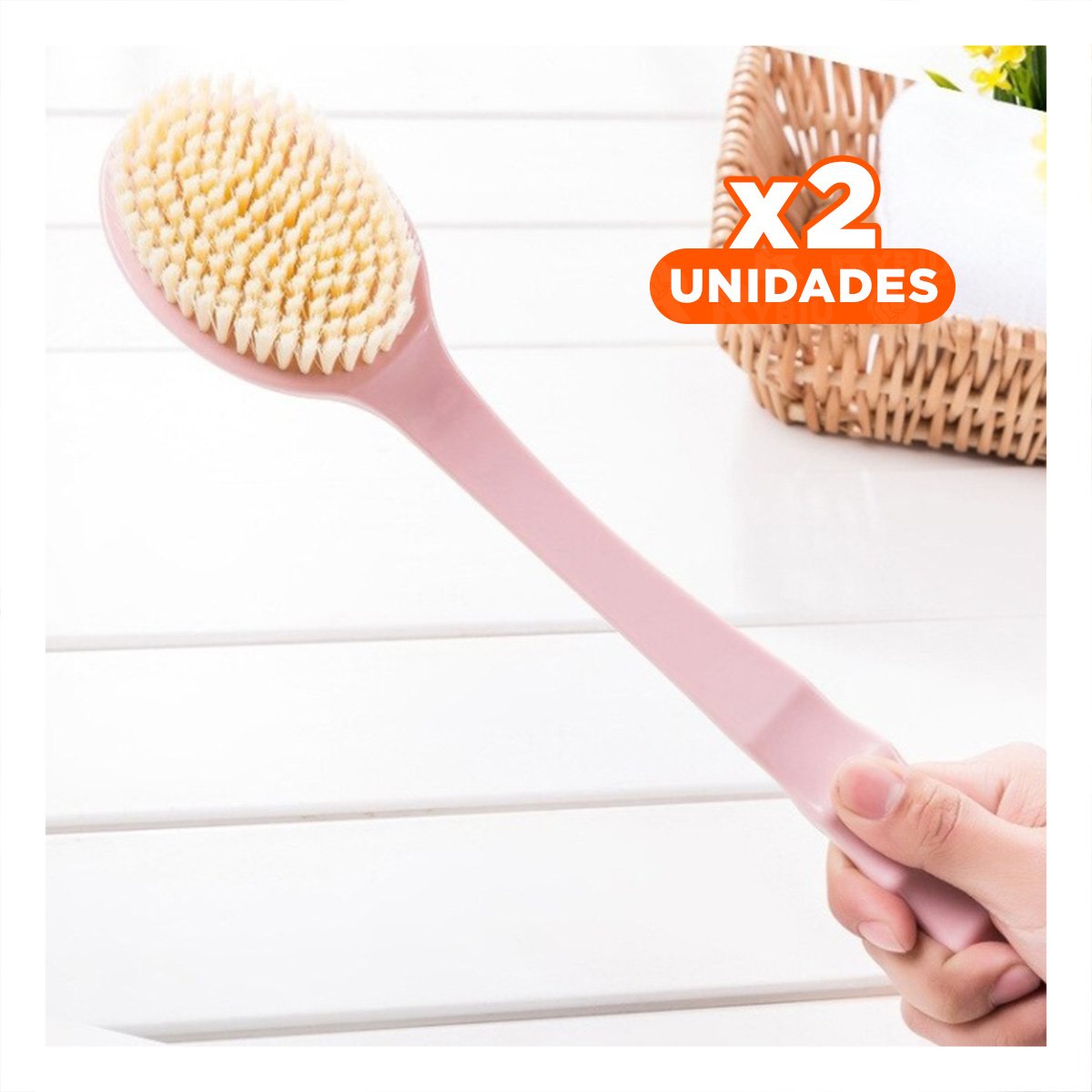 PACK2 ESCOBILLA CORPORAL ROSADO 36CM UN CABEZAL PARA PIEL DELICADA Y+PAPEL REGALO - 1