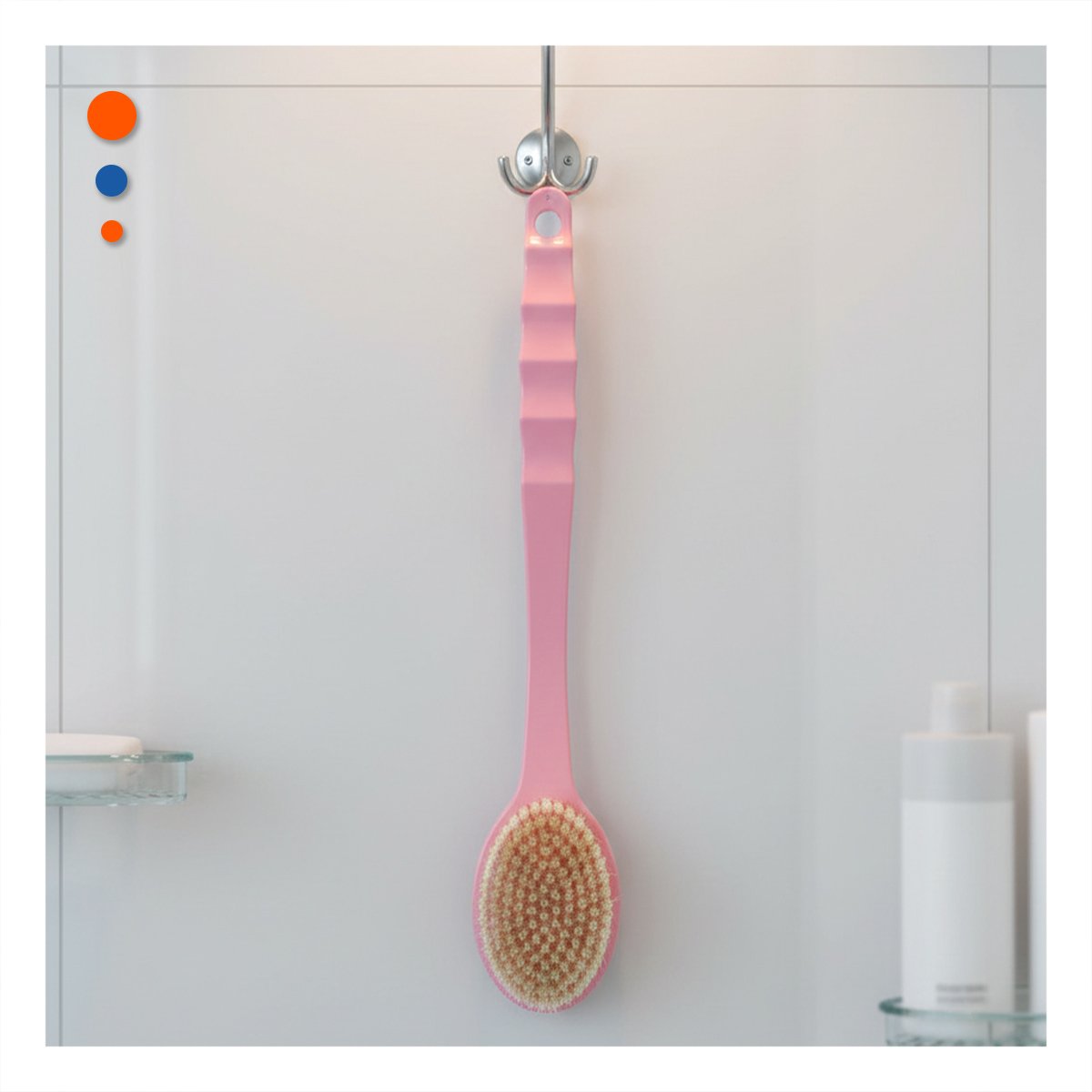 PACK2 ESCOBILLA CORPORAL ROSADO 36CM UN CABEZAL PARA PIEL DELICADA Y+PAPEL REGALO - 2