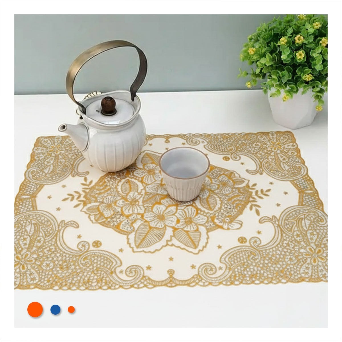 PACK2 CUBIERTA ELEGANTE DORADO CON MOTIVO FLORAL PARA DECORACION NAVIDENA Y+REGALO STICKER - 3