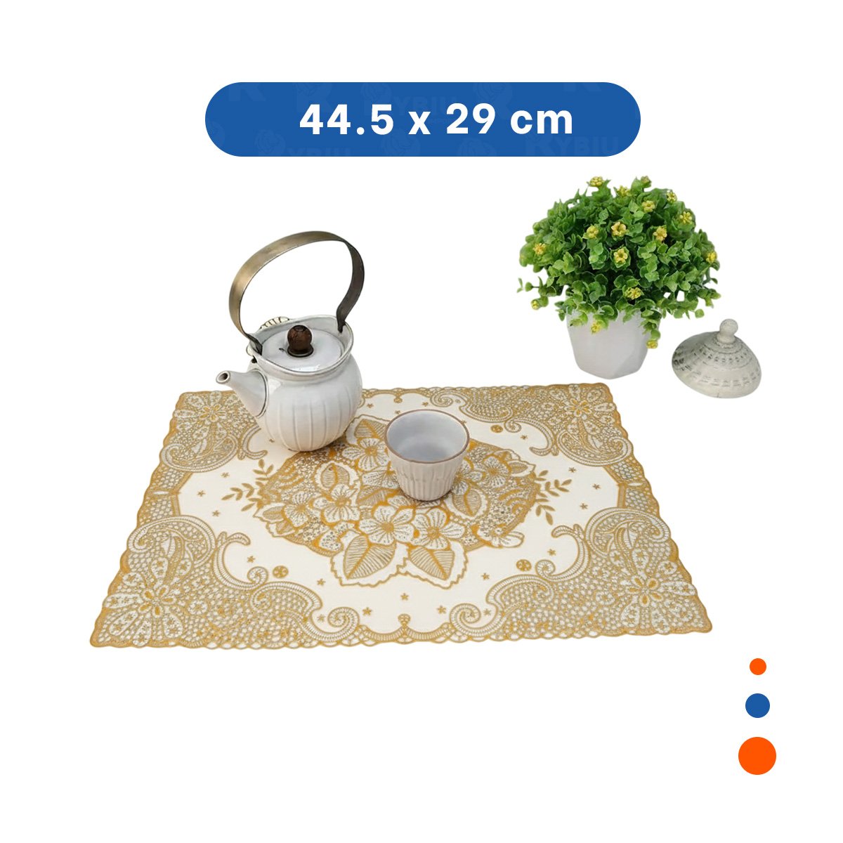 PACK2 CUBIERTA ELEGANTE DORADO CON MOTIVO FLORAL PARA DECORACION NAVIDENA Y+REGALO STICKER - 4