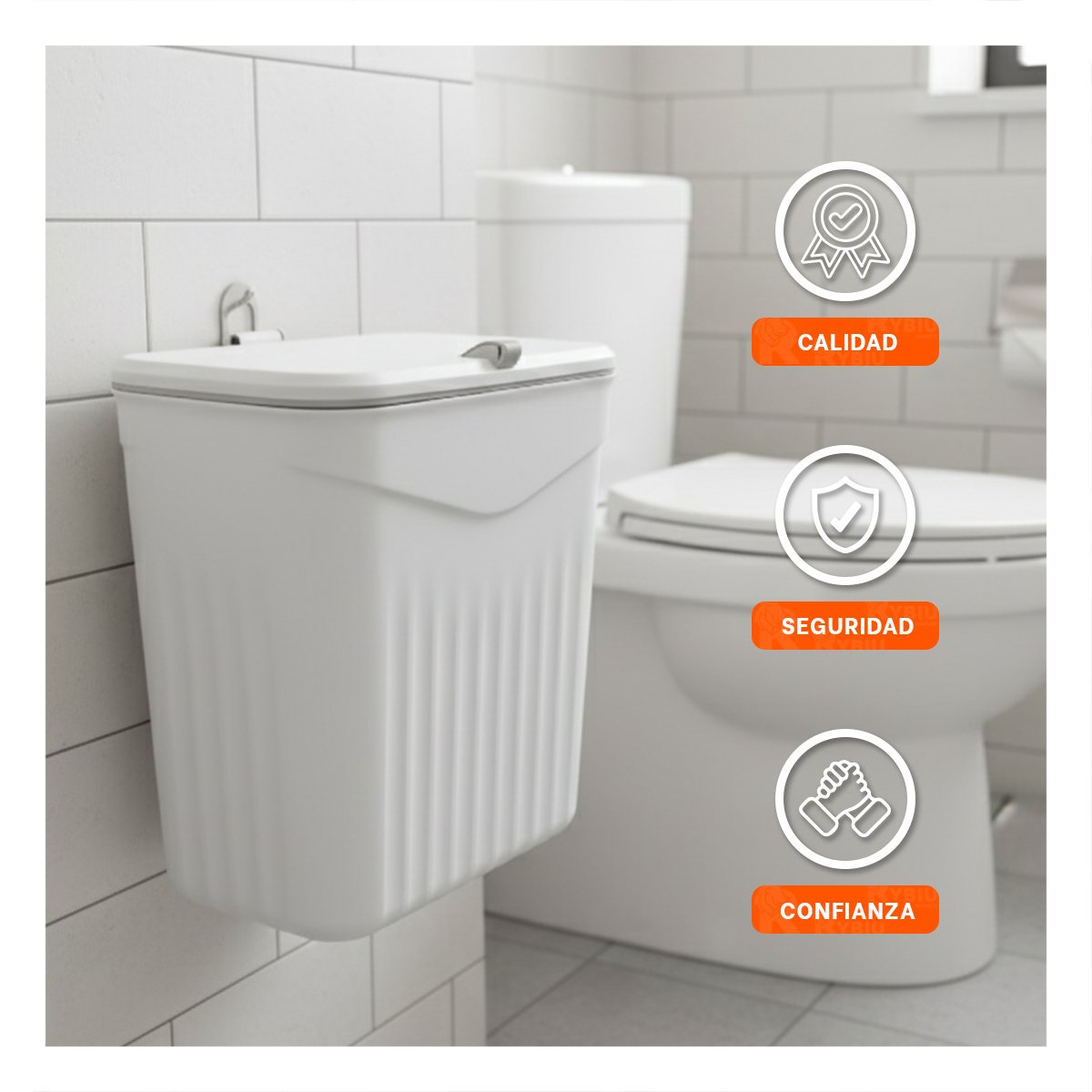 TACHO DE BASURA COLGANTE BLANCO PARA COCINA Y HOGAR LIMPIO Y PRACTICO - 1
