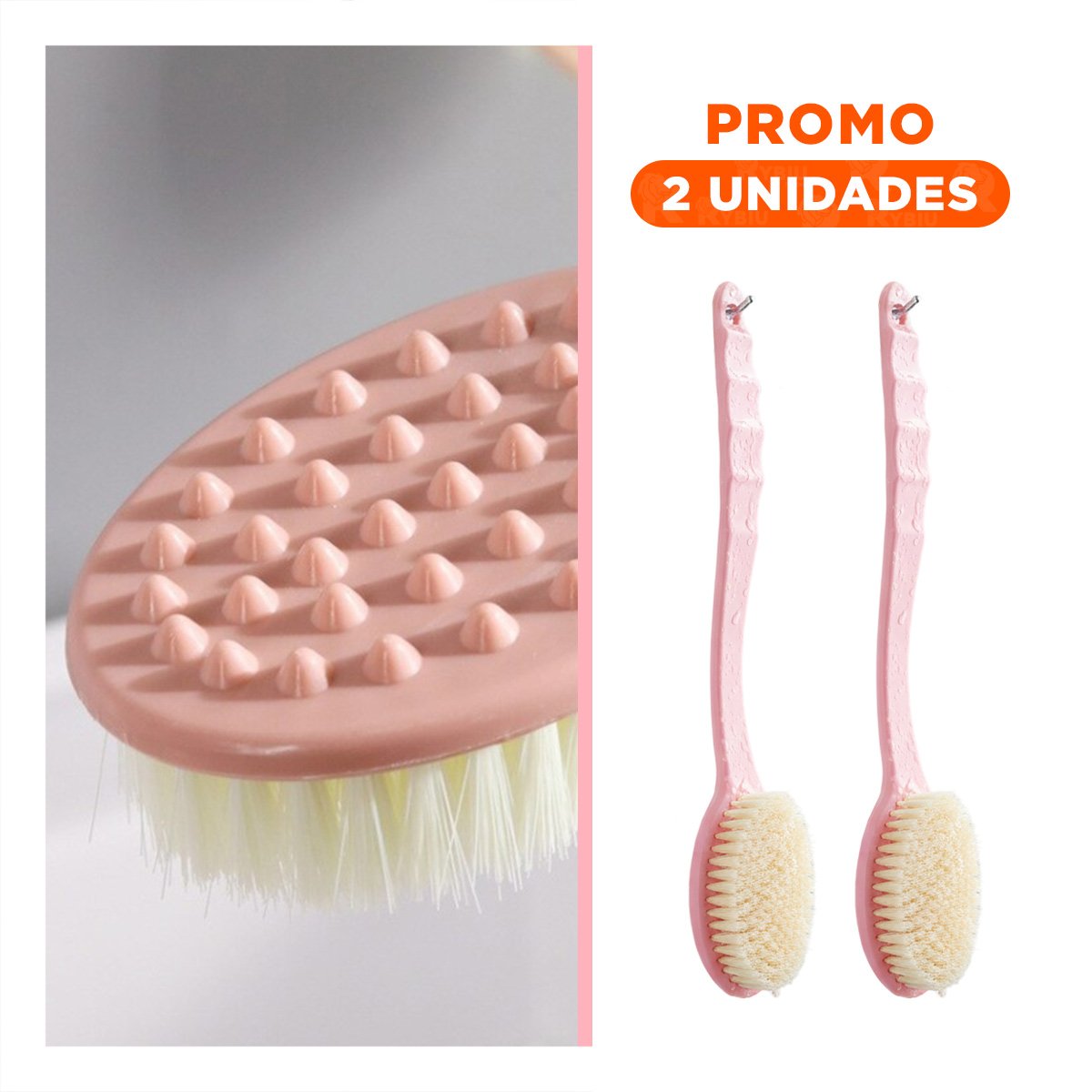 PACK2 ESCOBILLA SPA ROSADO 36CM UN CABEZAL PARA RELAJACION Y LIMPIEZA Y+REGALO STICKER - 1