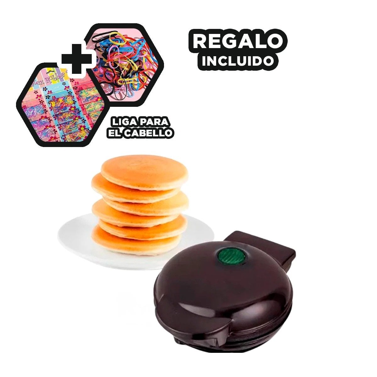 MINI WAFLERA CIRCULAR NEGRO PARA COCINA Y PREPARACION DIARIA DE WAFFLES FRESCOS Y+LIGAS REGALO - 2