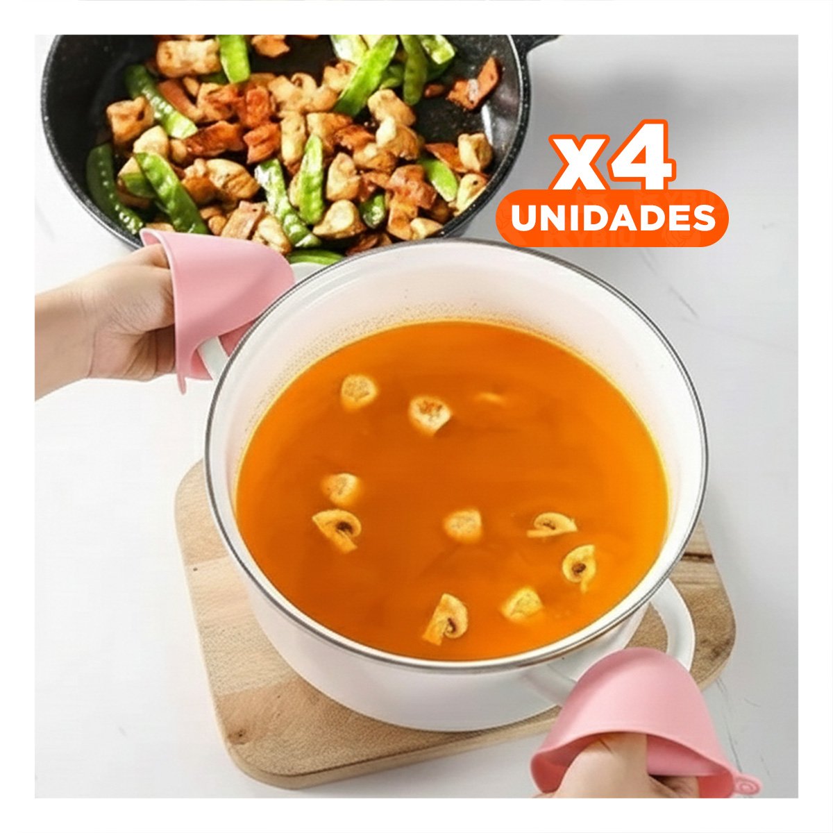 PACK4 PROTECCIONES DE SILICONA ROSADO PARA COCINA Y HOGAR 7,3X9,5CM Y+REGALO STICKER - 1