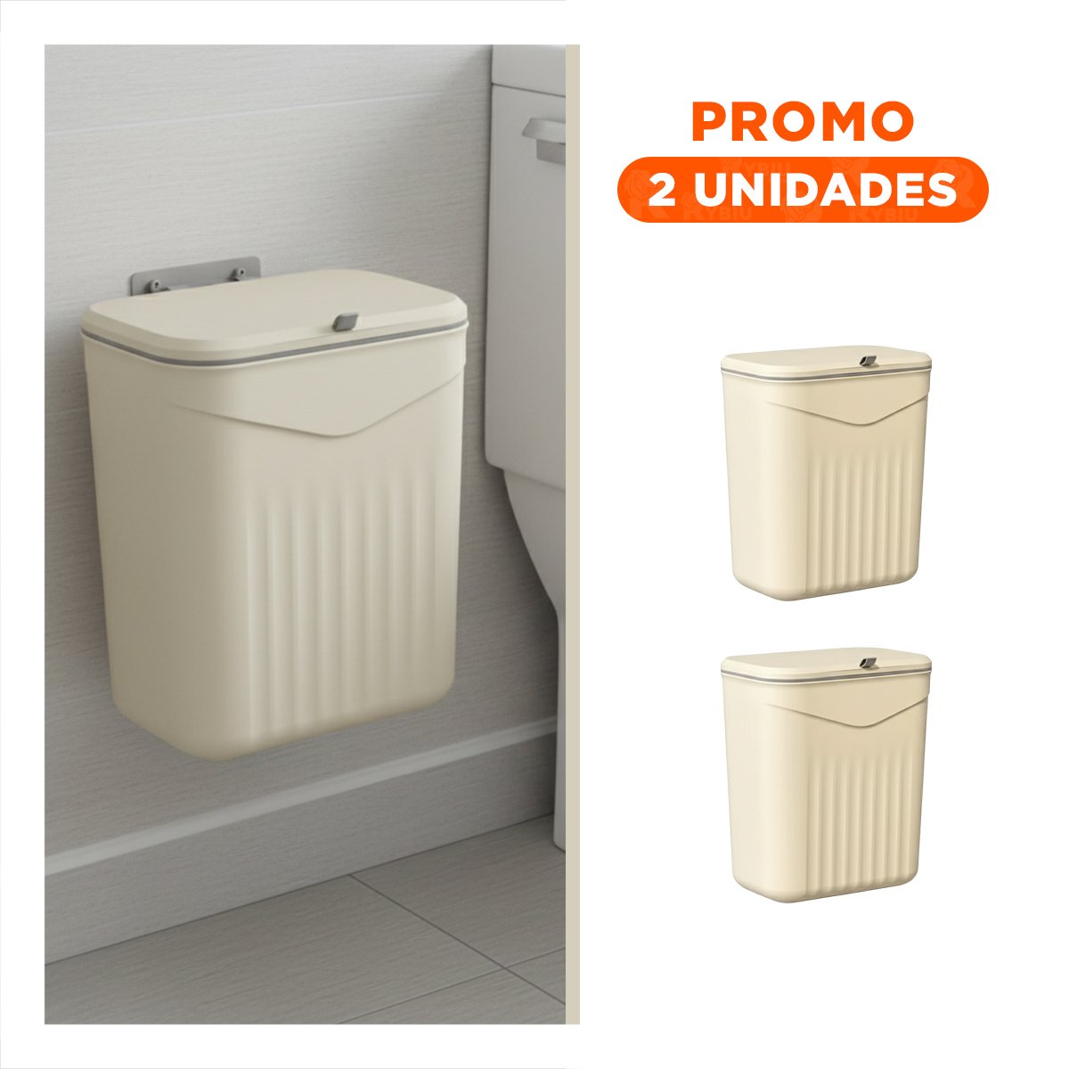 PACK2 CONTENEDOR DE BASURA BEIGE DURADERO Y DECORATIVO PARA LA COCINA Y+REGALO STICKER - 1