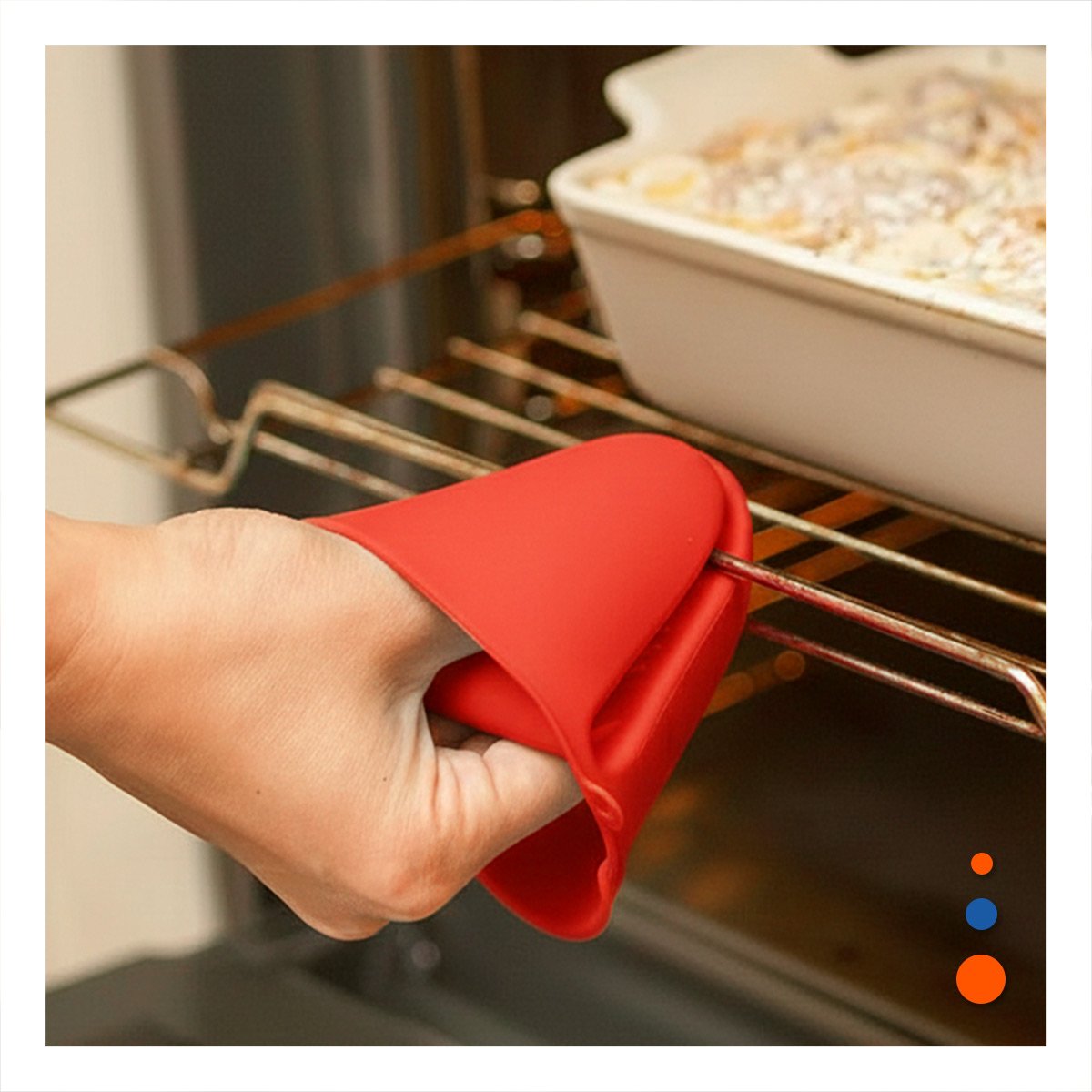 PACK2 MANOPLAS DE SILICONA ROJO PARA COCINA DIARIA Y HOGAR 7,3X9,5CM - 2