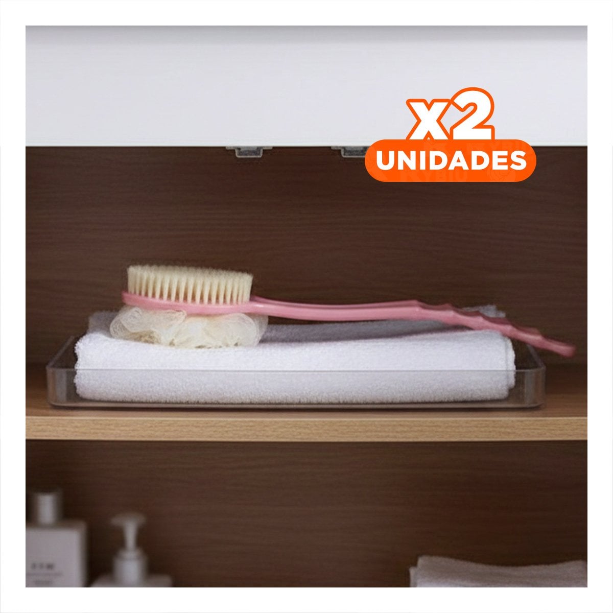PACK2 ESCOBILLA CORPORAL ROSADO 36CM DOBLE CABEZALES PARA PIEL DELICADA Y+PAPEL REGALO - 1