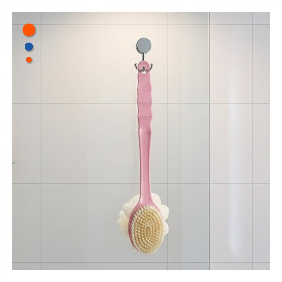 PACK2 ESCOBILLA CORPORAL ROSADO 36CM DOBLE CABEZALES PARA PIEL DELICADA Y+PAPEL REGALO - 2