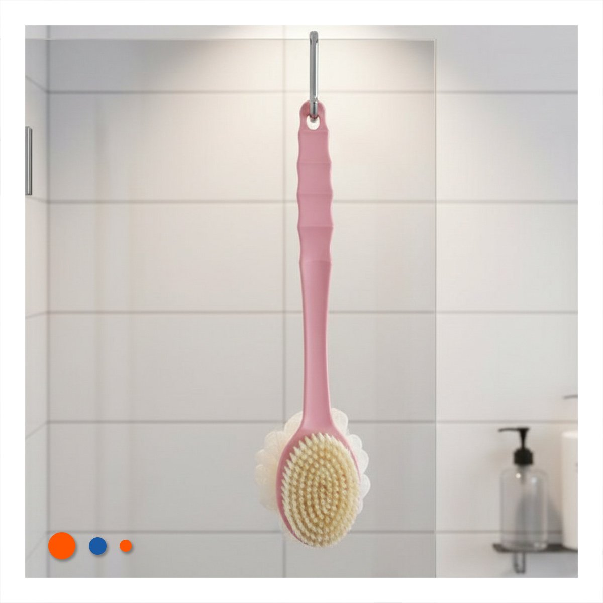 PACK2 ESCOBILLA CORPORAL ROSADO 36CM DOBLE CABEZALES PARA PIEL DELICADA Y+PAPEL REGALO - 5