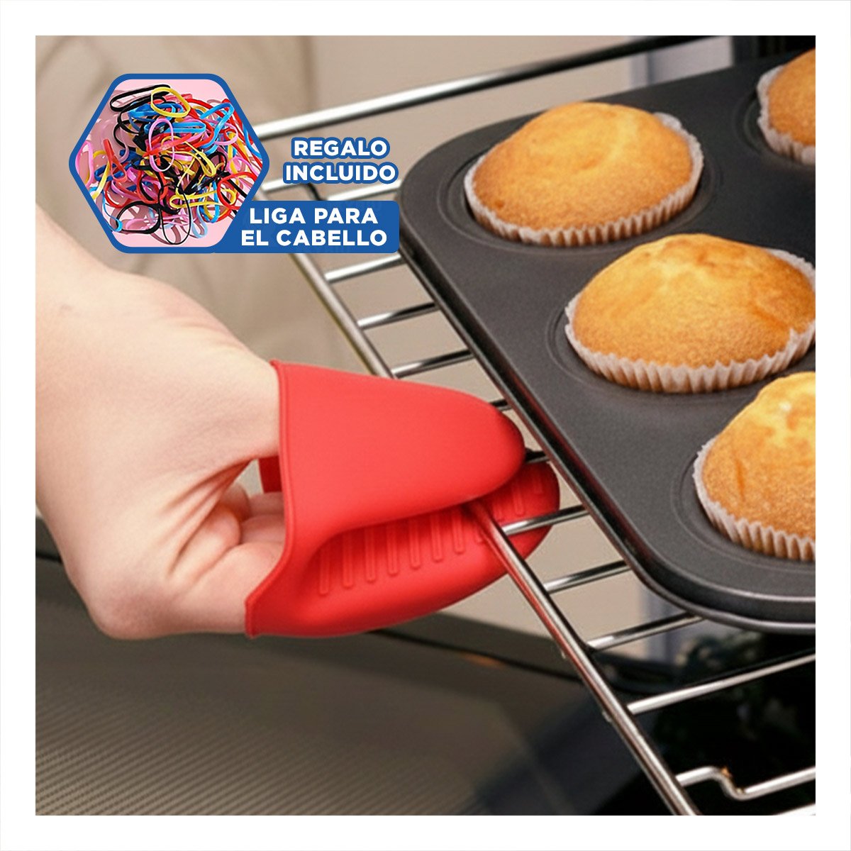 GUANTES ACCESORIOS DE SILICONA ROJO PARA MANIPULAR COMIDA Y HOGAR 7,3X9,5CM Y+LIGAS REGALO - 2