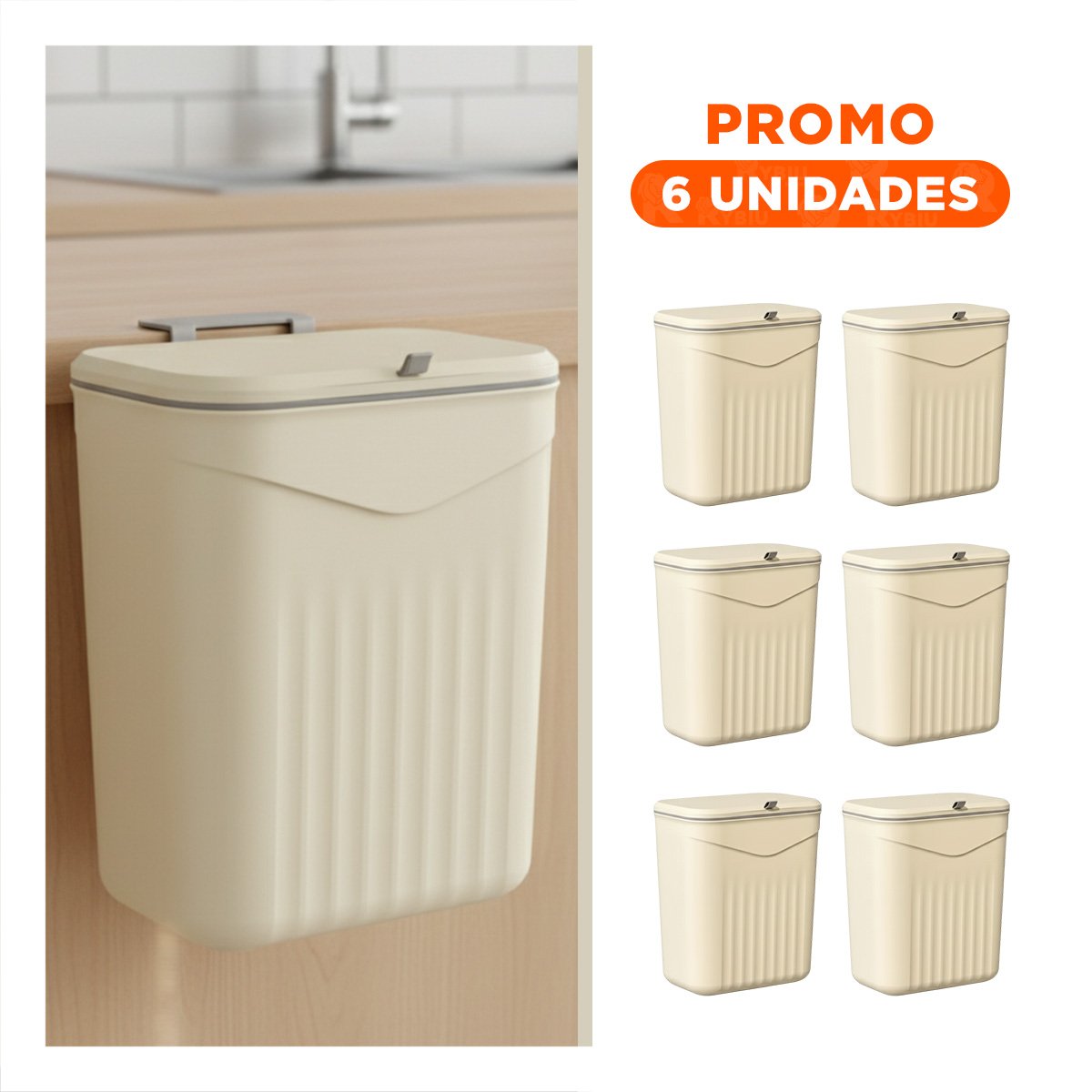 PACK6 RECIPIENTE BEIGE MODERNO Y PRACTICO PARA CASA Y+REGALO STICKER - 1
