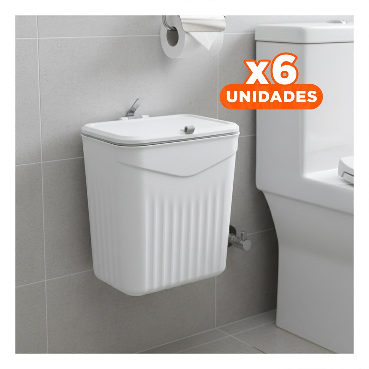 PACK6 RECIPIENTE DE BASURA BLANCO MODERNO Y RESISTENTE PARA COCINA - 1