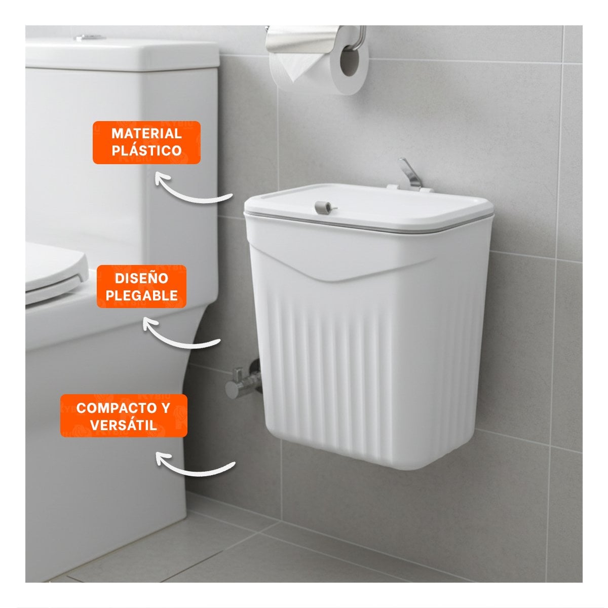 PACK6 RECIPIENTE DE BASURA BLANCO MODERNO Y RESISTENTE PARA COCINA - 2